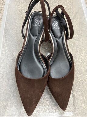 Vince Camuto Irva Ankle Strap Suede Pointed-Toe Slingback Heels